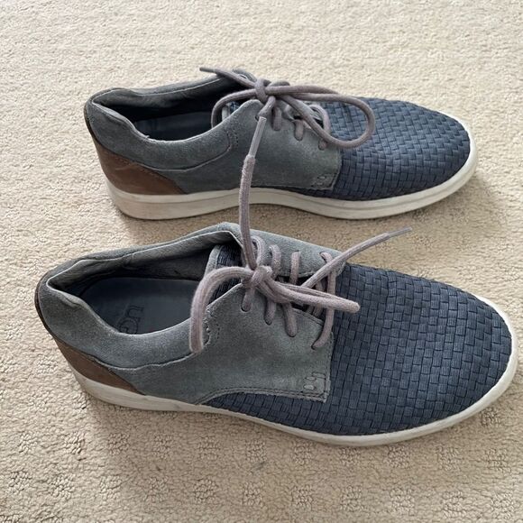 UGG Hepner Grey Suede Leather Woven Trainer Lace Up Shoe‎ Sneaker Mens 8.5 - Picture 5 of 15